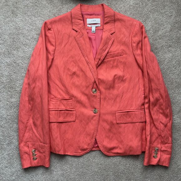 J Crew Schoolboy Blazer Womens 6 Coral Pink Orange Preppy Career Teacher Light - Picture 1 of 9